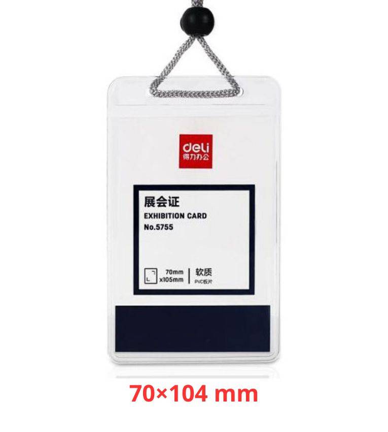 Porte-Badge Deli 70×104 mm – Étui Transparent en PVC pour Cartes et Badges